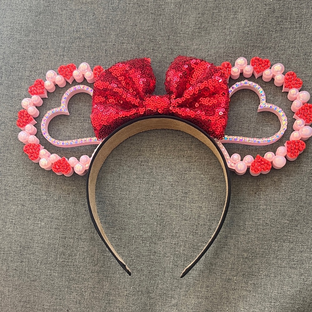 Red Sequin Heart Ears Headband